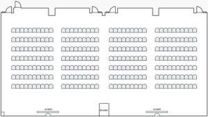 Lecture style seating arrangement. 