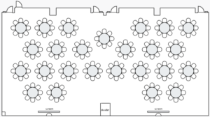 Banquet style seating arrangement. 